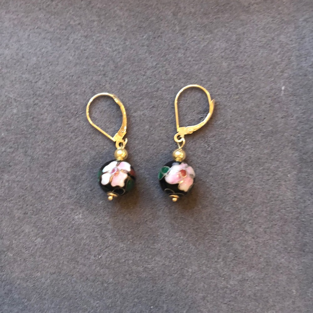 Hand painted vintage/boho drop earrings